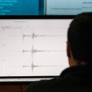 A technician of the National Seismological Center (CSN) of the University of Chile, organization in charge of monitoring the seismic activity in the Chilean territory, works in Santiago.